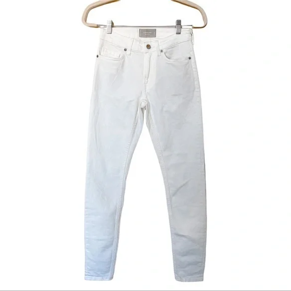 Everlane Mid Rise Skinny Ankle‎ Cropped Jeans Cotton White Size 24 Tall - Picture 2 of 11